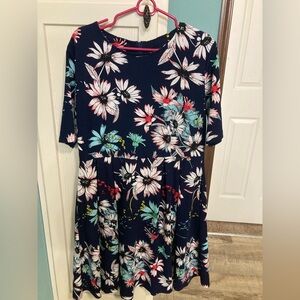 Floral Navy Midi Dress